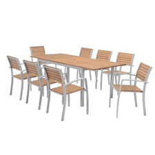 8 Seater Natural Maui Outdoor Extendable Dining Table & Chair Set