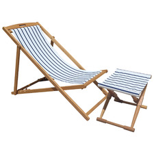 2 Piece Belize Wooden Outdoor Deck Chair & Footstool Set