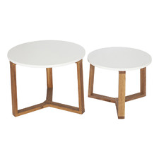 2 Piece Olwen Oak Wood Nesting Side Table Set