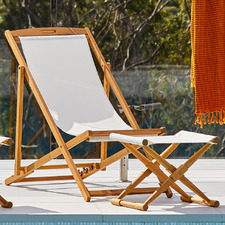 2 Piece Belize Wooden Outdoor Deck Chair & Footstool Set