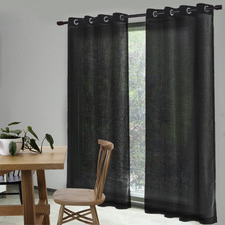 Ebony Valerian Eyelet Sheer Curtains (Set of 2)