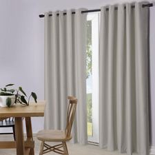 Grey & White Lexington Eyelet Blockout Curtains (Set of 2)