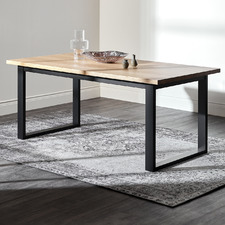 Black Ski-Leg Oak Wood Dining Table