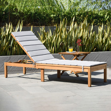 2 Piece Lanai Eucalyptus Wood Sun Lounge & Side Table Set