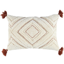 Rust Tufted Elkie Rectangular Cushion with Tassels