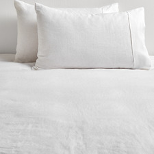 White Pure French Flax Linen Standard Pillowcases (Set of 2)