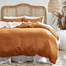 Rust Pure French Flax Linen Quilt Cover Set