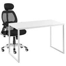 140cm Carnegie Office Desk & Deluxe Mesh Ergonomic Office Chair Set