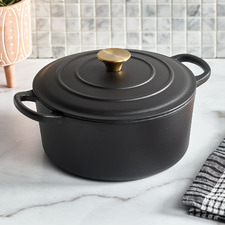 Black 4.3L Round Cast Iron Dutch Oven