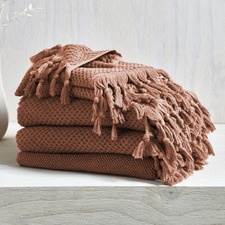 6 Piece Clay Hand-Knotted Turkish Cotton Towel Set