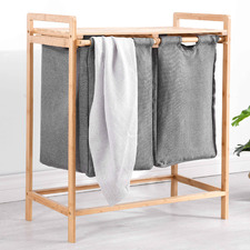 Bamboo 2 Section Laundry Hamper