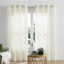 Cream Valerian Eyelet Sheer Curtains (Set of 2)