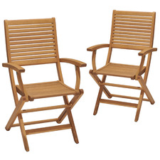 Lanai Eucalyptus Wood Outdoor Folding Dining Chairs (Set of 2)