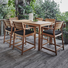 6 Seater Verona Wood Outdoor Bar Table Set