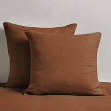 Terracotta Pure French Flax Linen European Pillowcases (Set of 2)