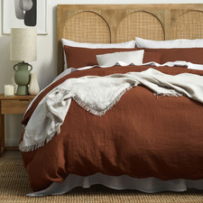 Terracotta Pure French Flax Linen Quilt Cover Set