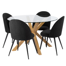4 Seater Charlie Dining Table & Black Chair Set