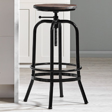 Industrial Elm Wood Adjustable Barstool