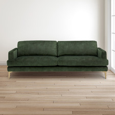 Olive Green Darya 3 Seater Velvet Sofa
