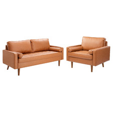 Stockholm Faux Leather 3 Seater Sofa & Armchair Set