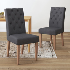 Grey Windsor Linen Dining Chairs (Set of 2)