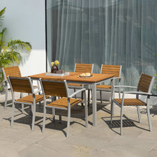 6 Seater Natural Maui Eucalyptus Wood Outdoor Dining Set