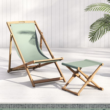 Belize Wooden Outdoor Deck Chair & Footstool Set