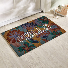 Hello Floral Coir Doormat