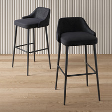 74cm Brahms Mid-Back Velvet Barstools (Set of 2)