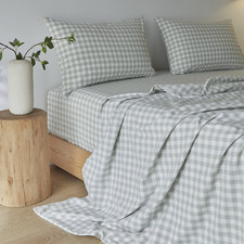 Gingham Washed Cotton Sheet Set