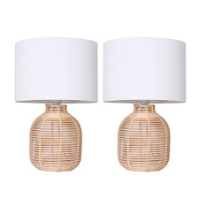 38cm Lyla Rattan Table Lamps (Set of 2)