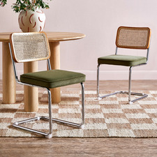 Marcel Breuer Cesca Replica Velvet Cantilever Dining Chairs (Set of 2)