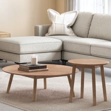 Dion Herringbone Round Coffee Table & Side Table Set
