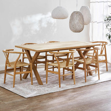 6 Seater Brighton Dining Table & Hans Wegner Replica Chair Set