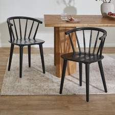 Aurora Spindle Solid Rubberwood Dining Chairs (Set of 2)