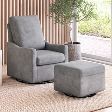 2 Piece Sweep Swivel Rocking Armchair & Ottoman Set