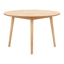 Dion Herringbone Oak Wood Round Dining Table