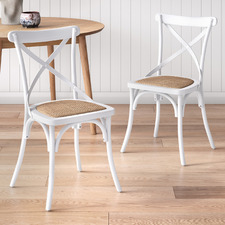 Bella Solid Cross Back Birch Wood Dining Chairs (Set of 2)