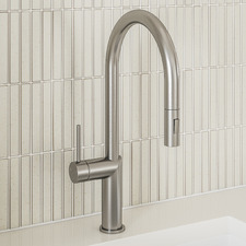 Clovelly Brushed Nickel Gooseneck Pull-Out Kitchen Sink Mixer