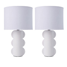 41cm Scalloped Ceramic Table Lamps (Set of 2)