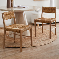 Nadia Hand-Woven Rush Dining Chairs (Set of 2)