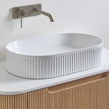 Kiora 580mm Matte White Oval Ceramic Above Counter Basin