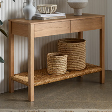 Nadia Hand-Woven Rush Console Table