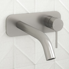 Clovelly Brushed Nickel Curved Bath/Basin Wall Mixer Set