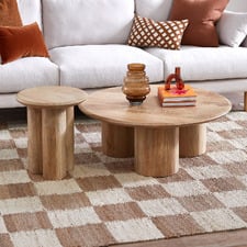 Clover Round Mango Wood Coffee & Side Table Set