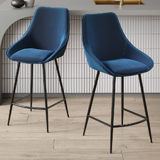 69cm Nappa Velvet High Back Barstools (Set of 2)