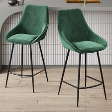 69cm Nappa Velvet High Back Barstools (Set of 2)
