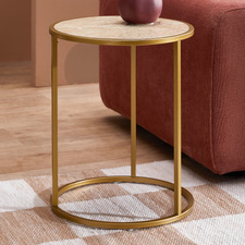 Zoey Travertine-Look Side Table