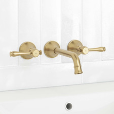 Stanwell Brushed Gold Bath/Basin Wall Tap Set