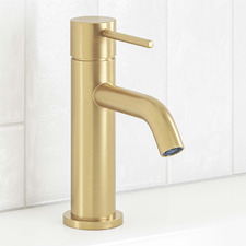 Clovelly Brushed Gold Curved Basin Mixer